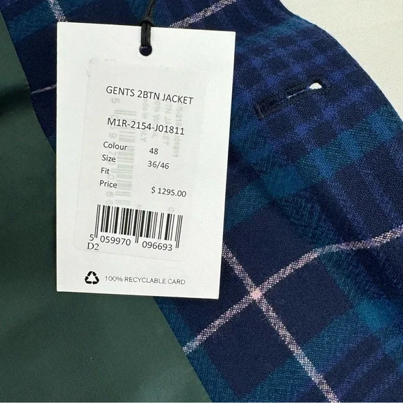 NWD Paul Smith Men’s2 Button Tartan Plaid Wool Sport Coat US 36 /IT 46 $1295